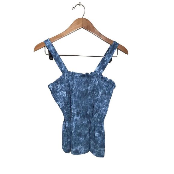 Michael Kors Smocked Tank Top Womens Small Stretch Baby Doll Blue - Picture 1 of 6